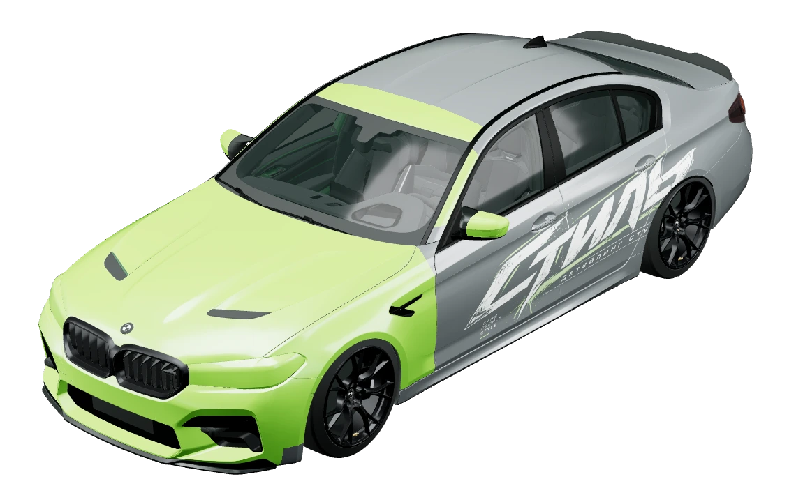 BMW M5 CS: зелёным выделены зоны пакета «Надёжный»