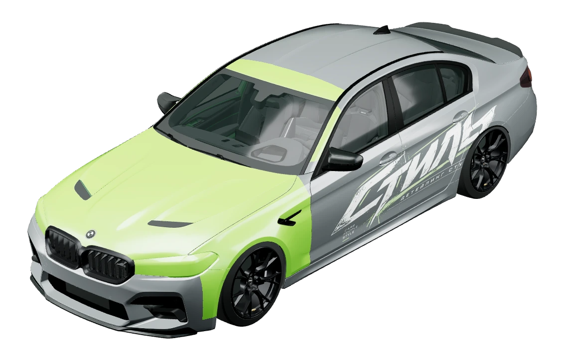 BMW M5 CS: зелёным выделены зоны пакета «Оптимальный»